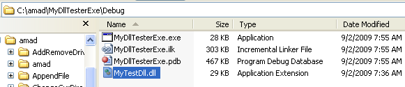Using Load-Time Dynamic Linking Example: The DLL file has been copied and the EXE program is ready to be run