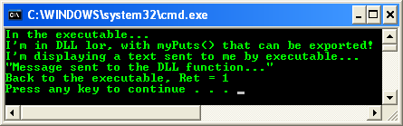 Using Load-Time Dynamic Linking Example: A sample console program output in action