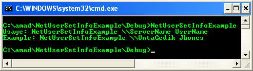 NetUserSetInfo() Program Example: A sample console program output