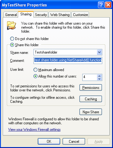 NetShareSetInfo() Program Example: The shared folder comment that will be edited programmatically