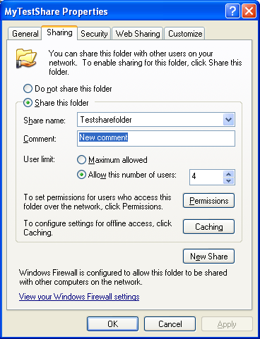 NetShareSetInfo() Program Example: A shared folder's comment has been changed programmatically