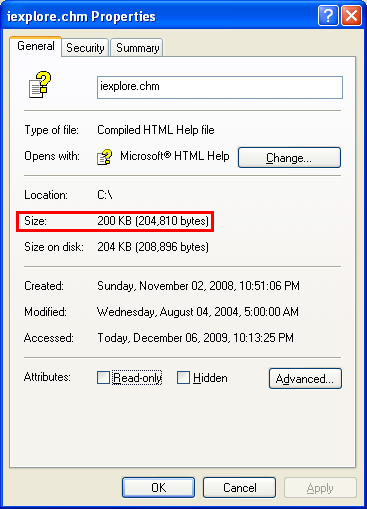 Confirming the compressed file size