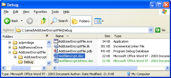 Adding Users to an Encrypted File Program Example: Creating a file for testing