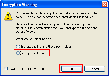 Adding Users to an Encrypted File Program Example: In the real application, the folder also must be encrypted
