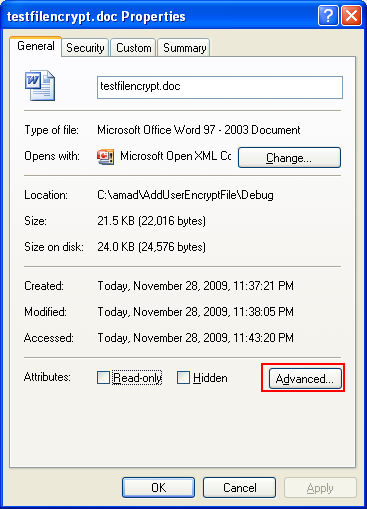 Adding Users to an Encrypted File Program Example: The file should be encrypted already