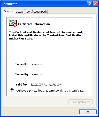The CA Root certificate is not trusted