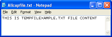 Creating and Using a Temporary File Program Example: The content of the second file was converted to all capital letters