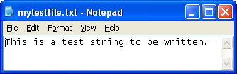 Open a File for Writing Program Example: the mytestfile.txt file's content as expected