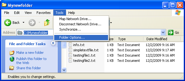 Enabling the hidden file view