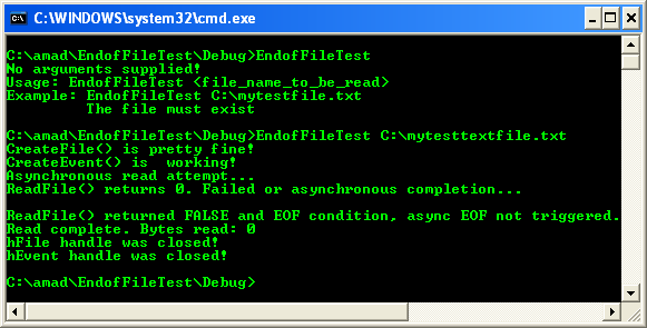 Testing for the End of a File Program Example: A sample console program output in action 1