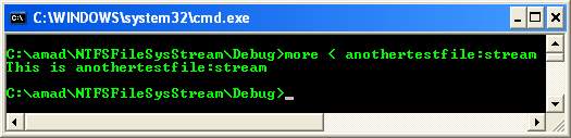 Using the more command to view file stream