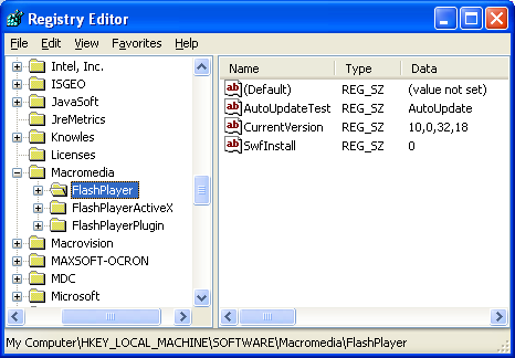 Product information setting in registry